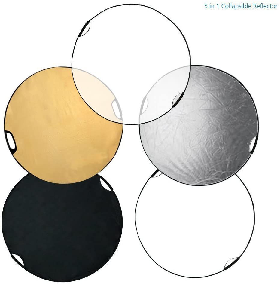 (BRAND NEW) $20 - 43" Hand Held Photography Photo Video Studio Lighting Disc Reflector, 5-in-1, 5 Colors, Black, White, Gold, Silver, Translucent