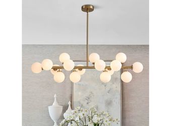 16-Light Brass Globe Sputnik Dining Room Chandelier Mid Century Kitchen Pendant Light