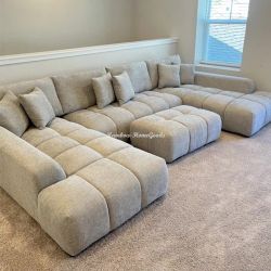 Oversized Lounge Style U-Shape Modular Double Chaise Sectional Sofa Couch with Ottoman