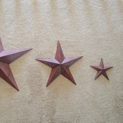 3 Metal Stars Large Medium and Small Wall Art