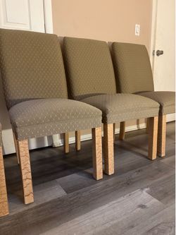Set of 4 Upholstered Parsons Dining Chairs – Mushroom Taupe – Excellent Condition