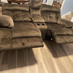chocolate Loveseat With Dual Recliners