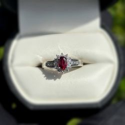 Jewelry 10k solid white gold ruby stone 0.55CTW ring sz 7.00