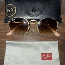 Ray Bans Round Metal Gold W Brown Lens 