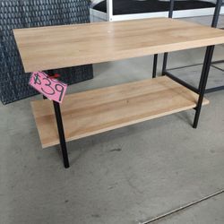 2-Tier Industrial Coffee Table with Storage Shelf for Small Apartment Living Room,