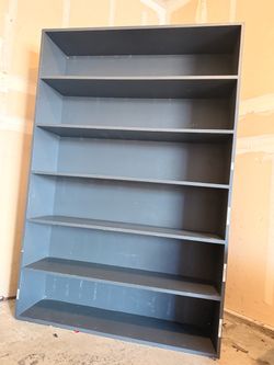 Large Dark Blue Bookcase with 6 Shelves