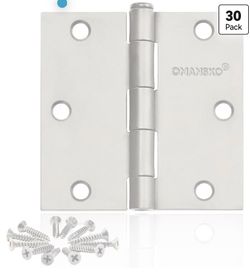 30 Pack White Door Hinges, 3.5 x 3.5 Inch White Hinges for Interior Doors 3 1/2 Inch Hinges for Residential Doors, Square Corners Interior Door Hinges