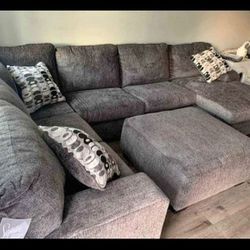 🍄 Ballinasloe 3 Piece Sectional With Ottomann | Gray Color | Amor | Loveseat | Couch | Sofa | Sleeper| Living Room Furniture| Garden Furniture | Pati