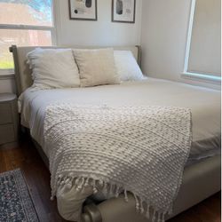 King Bed Frame + Mattress + Topper Set – Like New, Less Than 1 Year Old