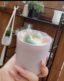 11oz Crystal Candle With Rose Quartz And Green Aventurine