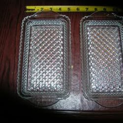 Two Rectangular Glass Condiment Trays -10" x 5"