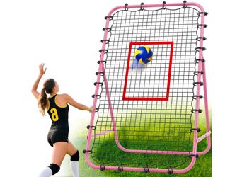 7x4 FT Volleyball Rebounder Net，Ultimate Training Equipment for Volleyball & Lacrosse，Enhanced Bouncing System for Volleying, Bumping, Spiking Drills，