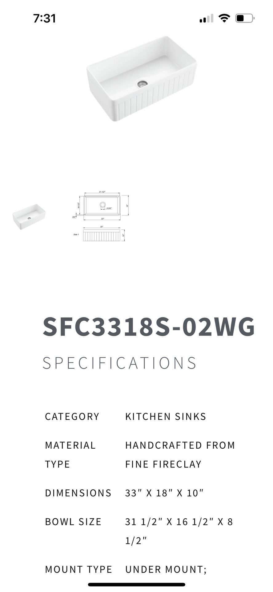 Apron Front Kitchen Sink Fireclay