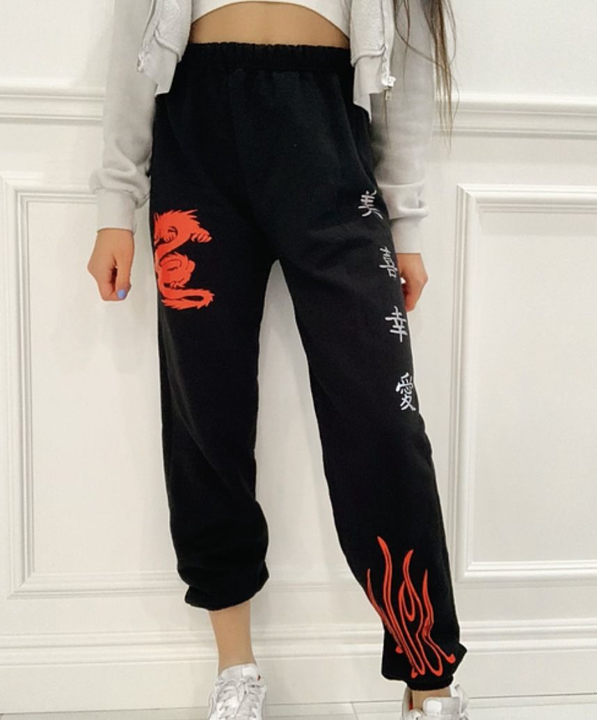 Unisex Dragon Sweatpants With Reflective Symbols
