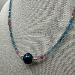 Bold Black Pearl Choker – Apatite & Tourmaline with 925 Silver – Handmade Jewelry
