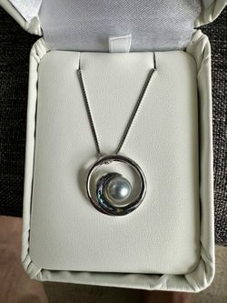 🌻 Na Hoku Pearl Factory silver wave pendant with abalone and 7.2 mm blue silver Akoya pearl and adjustable silver chain
