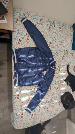 LA Dodgers Navy Blue Satin Bomber Jacket