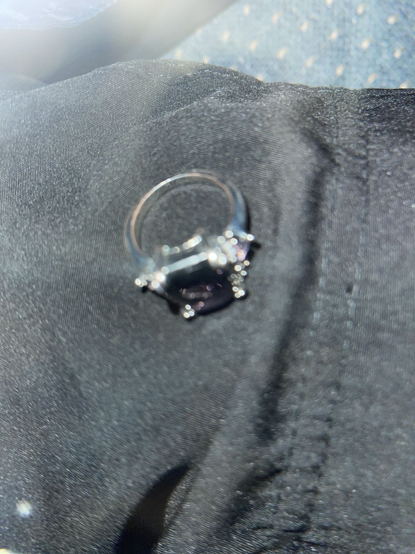 Amythist Diamonds Silver Custom Ring
