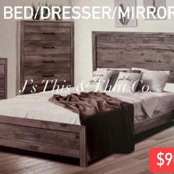 Bed/dresser/mirror