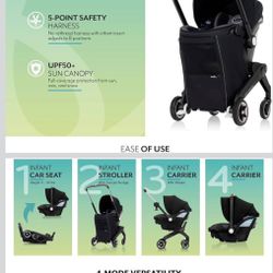 Even Flow Dual Ride 3-35lbs Stroller/car Seat 