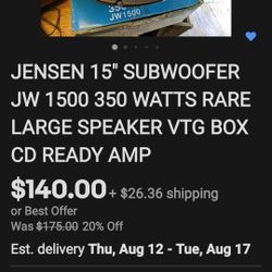 Jensen 15 in. SUBWOOFERS