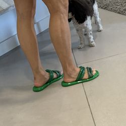 Melissa Women’s Air Bubble Green Slide Sandal Size 5