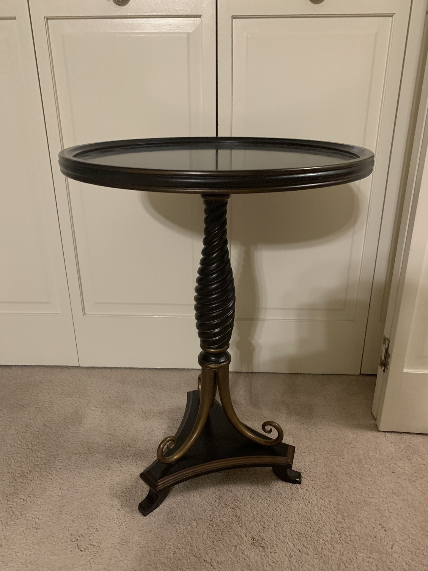 Small Black Table With Gold Trim