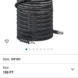 3/8 In x 150FT 4000 PSI High Pressure Washer Hose