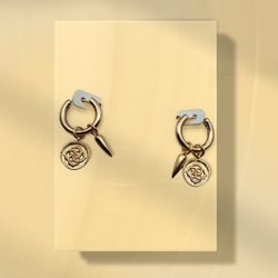 New Kendra Scott Rose Gold Plated 4-in-1 Convertible Dira Coin Huggie Earrings
