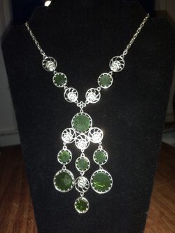 Green and silver Necklace