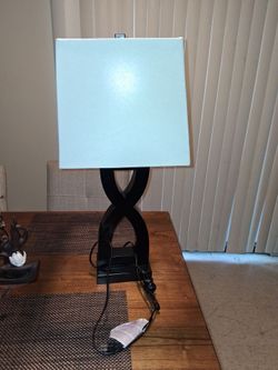 Modern Black Infinity Base Table Lamp with Square Shade