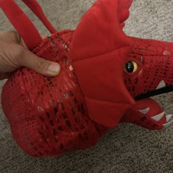 Pottery Barn Kids Halloween Treat Bag Bucket Red Dinosaur