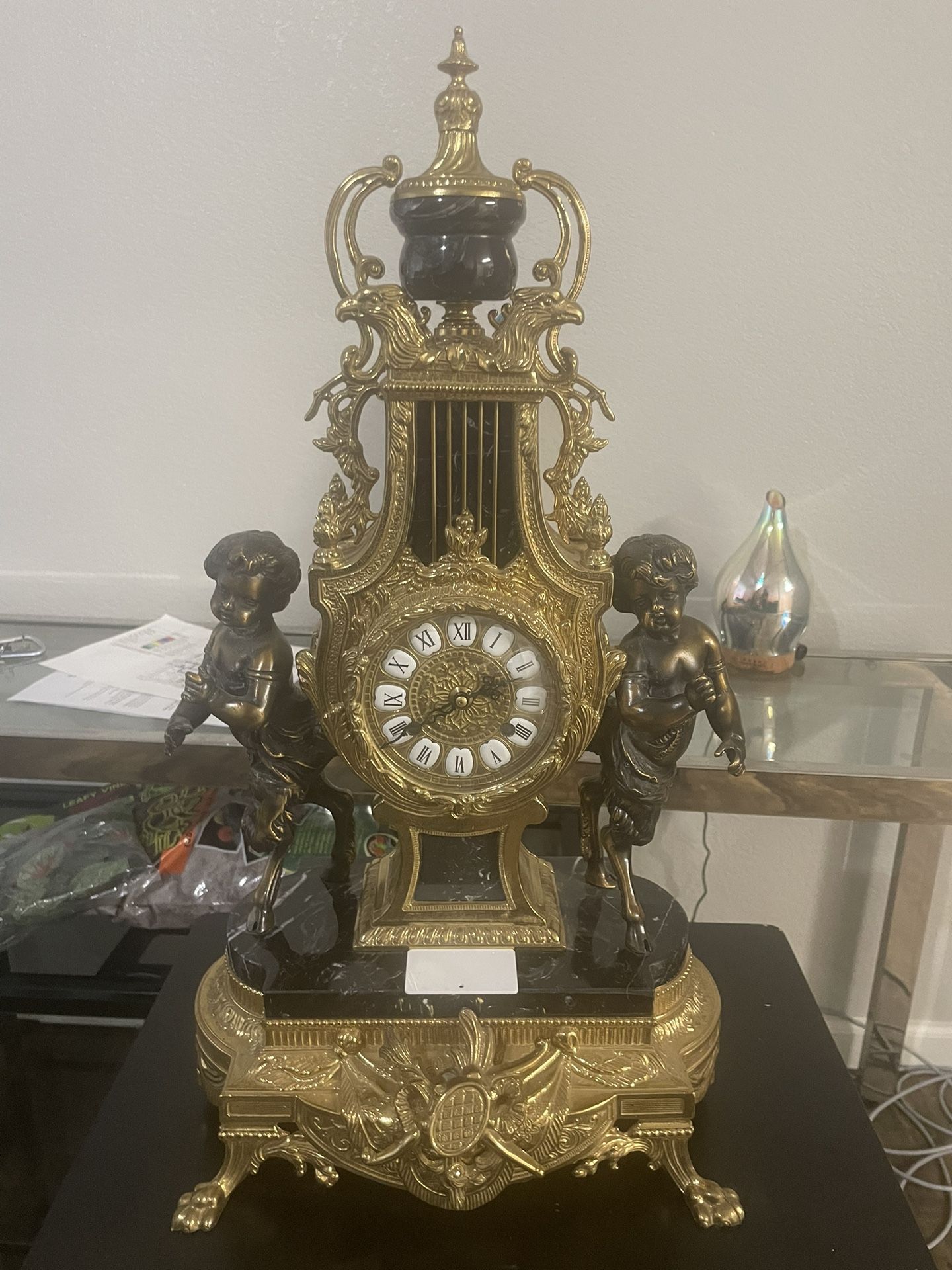 Italy IMPERIAL FRANZ HERMLE BREVETTATO ORNATE FIGURAL MANTLE CLOCK