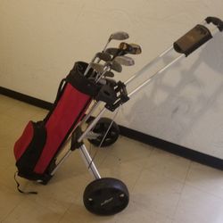 Golf Clubs, Bag  And A Golf Bag Cart