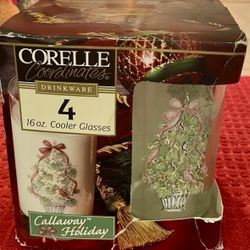 Nib Vintage Corelle Callaway Holiday Glasses