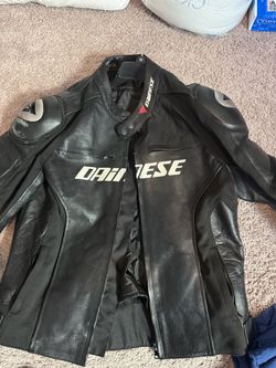 Dainese Black Leather Motorcycle Jacket Size M