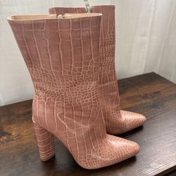 Pink Snakeskin Booties