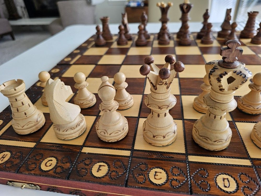 Large, Decorative, Carved Chess Set