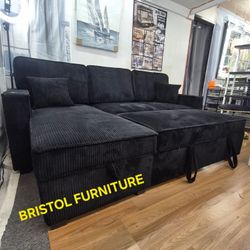 👑 Sectional Sofa With Ottoman, Beige Or Gray Color, Corduroy Fabric,  New In The Box.