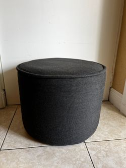 Dark Gray MATERIAL Round Ottoman/Seat/Foot Rest… 16” H By 21” W… $35