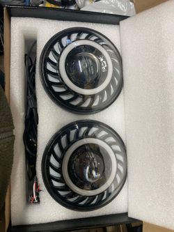 Pair of 7” inch round headlights led bi projector with Drl lights RGB