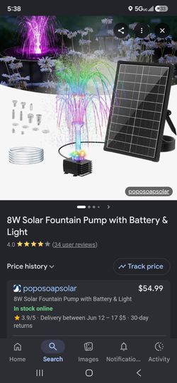 Solar fountain built in battery/ led and remote control