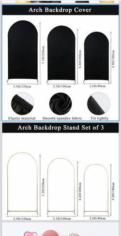 3 arch back drop with blacks covers new in box $60