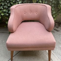 Tyley Rose Pink Upholstered MCM Style Accent Chair 