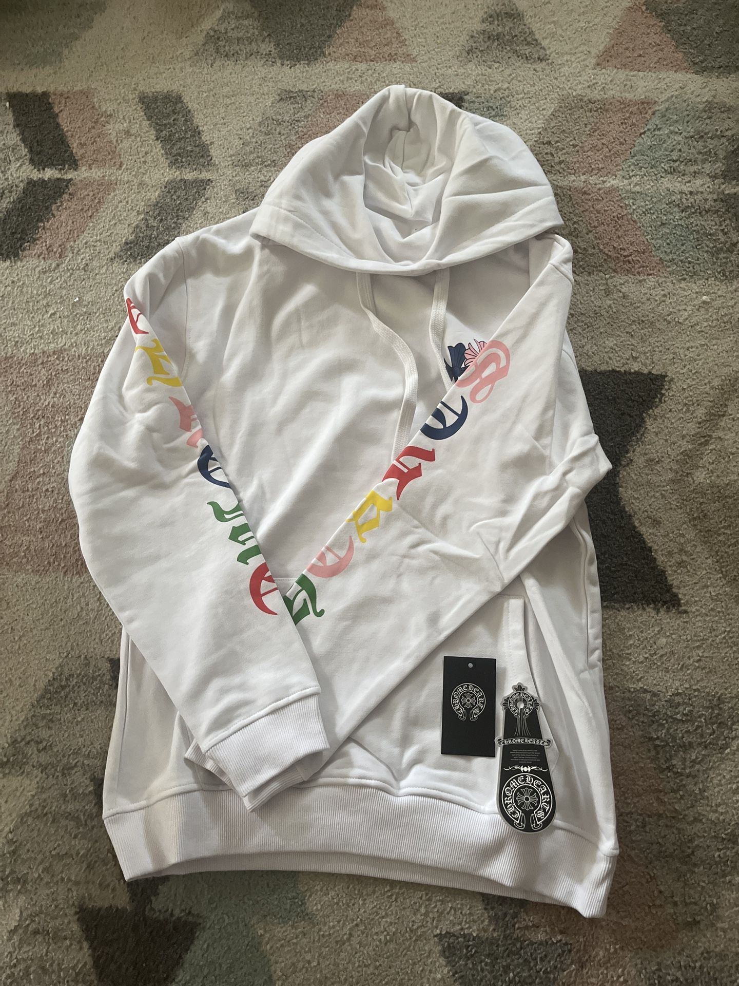 Chrome Hearts White Multicolor Cross Cemetary Hoodie