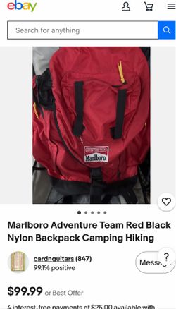 Marlboro Adventure Team Red Black Nylon Backpack Camping Hiking