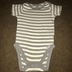 Striped grey onesie for baby boy or baby girl