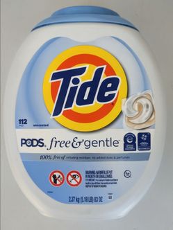Tide PODS Free & Gentle Laundry Detergent, 112 Count, Unscented