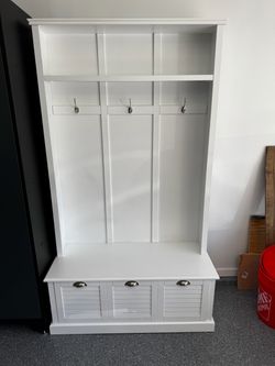 entryway hall tree with storage bench