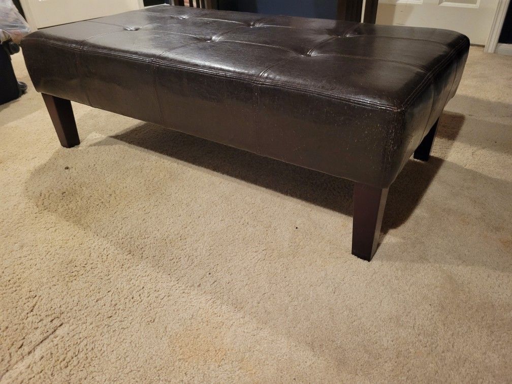 Large Leather Ottoman / Bed Bench